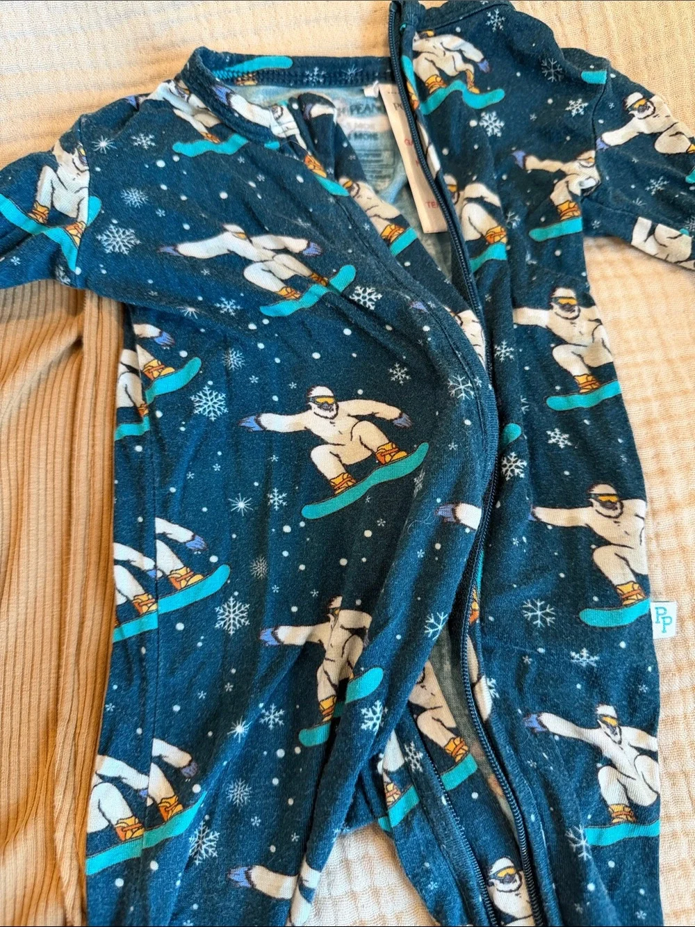 Infant Footed One-Piece Pajama Set - Posh Peanut and Old Navy ribbed - yeti snow
